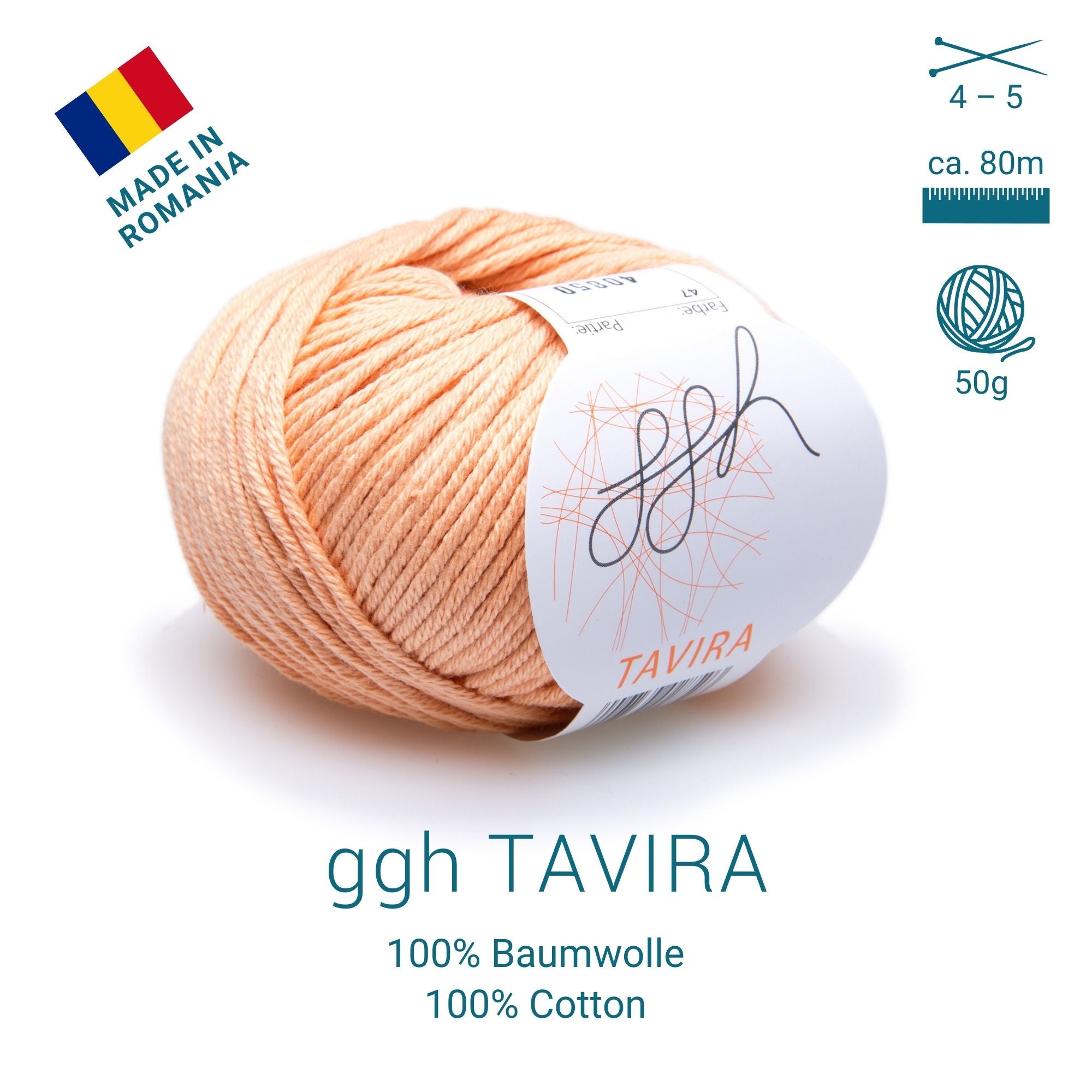 ggh Tavira | 100% Baumwolle | 80m/50g | 047 - Apricot