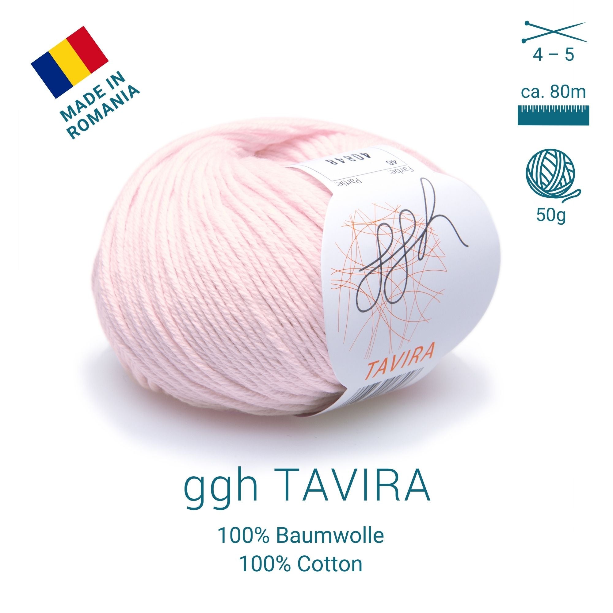 ggh Tavira | 100% Baumwolle | 80m/50g | 046 - Puder-Rosa