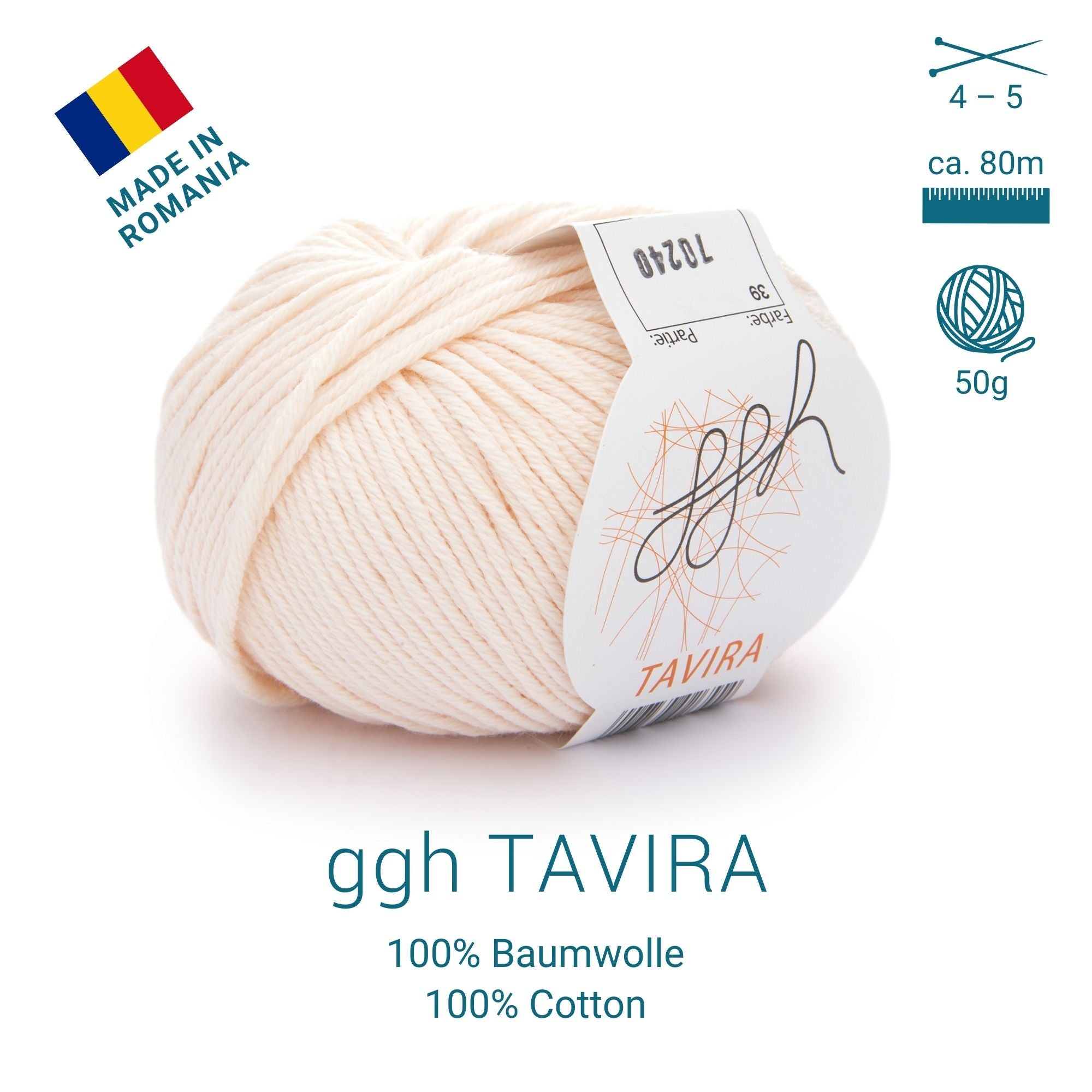 ggh Tavira | 100% Baumwolle | 80m/50g | 039 - Puder