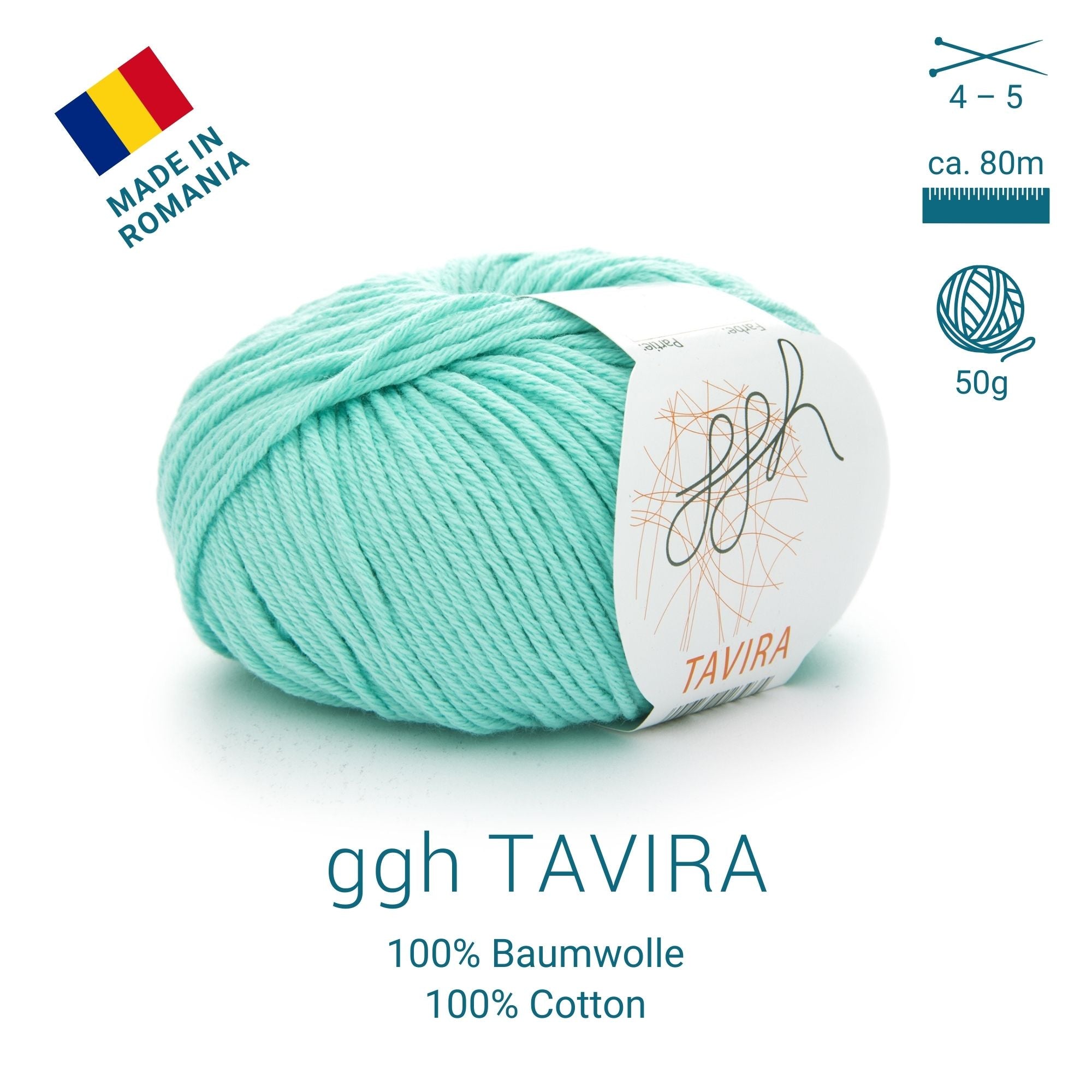 ggh Tavira | 100% Baumwolle | 80m/50g | 036 - Helles Aquamarin
