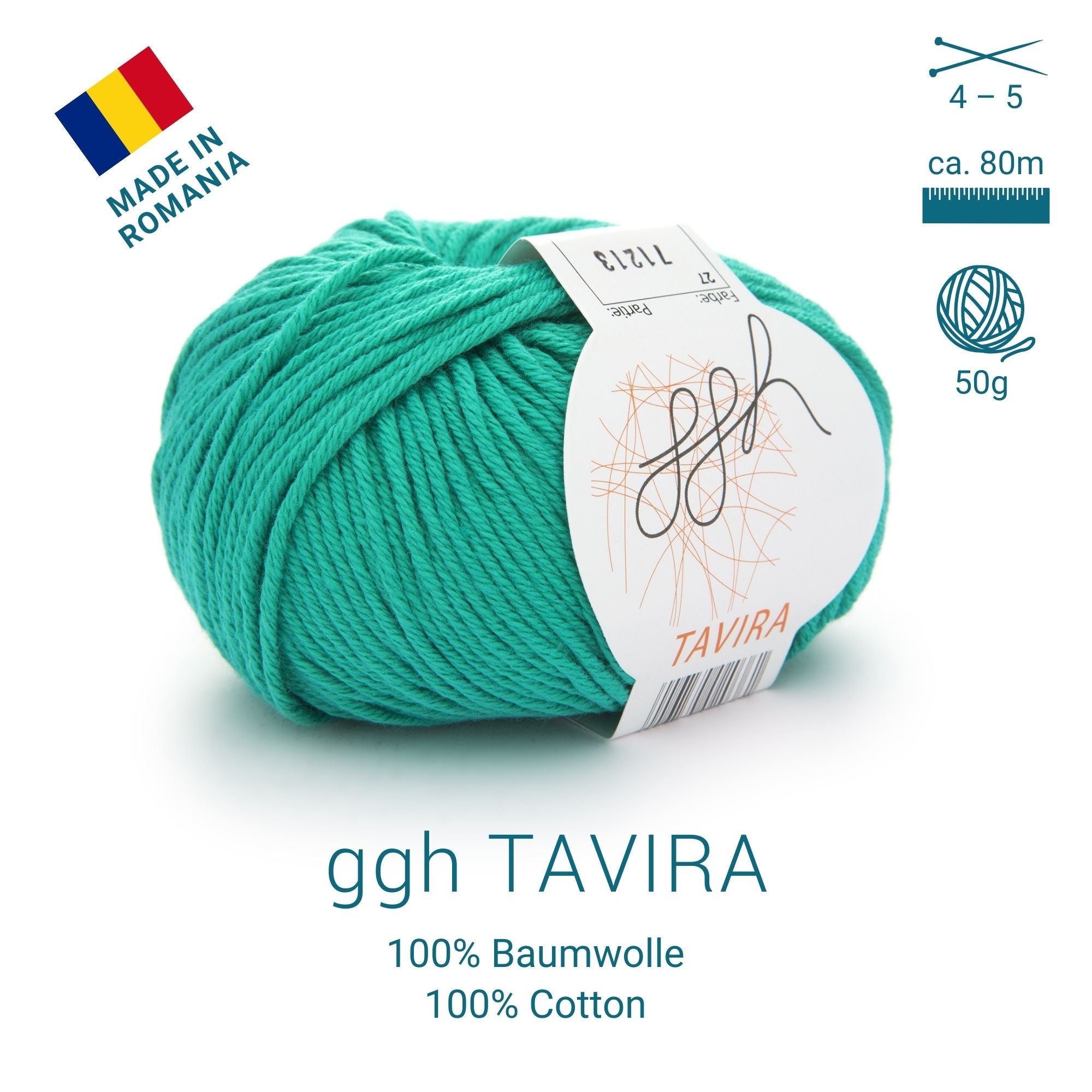 ggh Tavira | 100% Baumwolle | 80m/50g | 027 - Chromgrün
