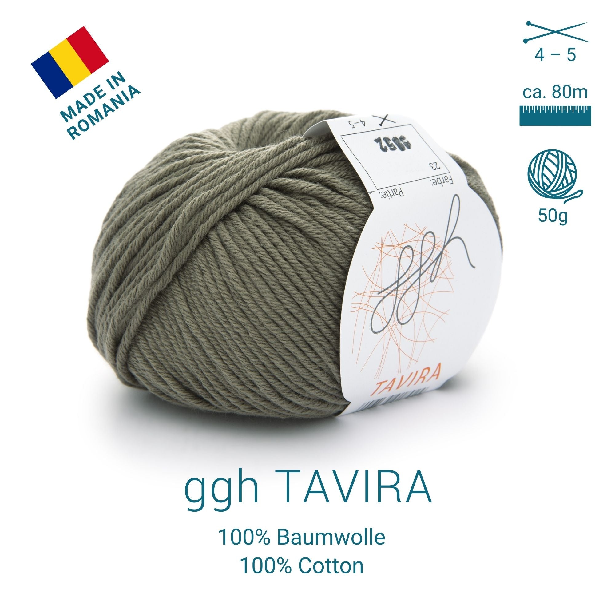 ggh Tavira | 100% Baumwolle | 80m/50g | 023 - Khaki