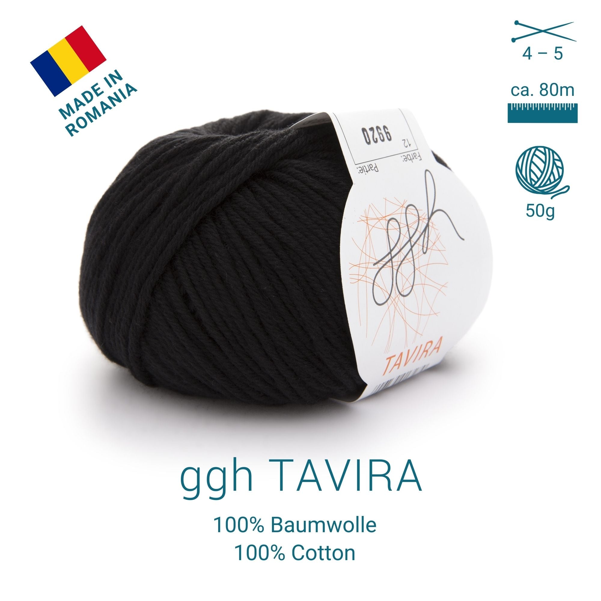 ggh Tavira | 100% Baumwolle | 80m/50g | 012 - Schwarz