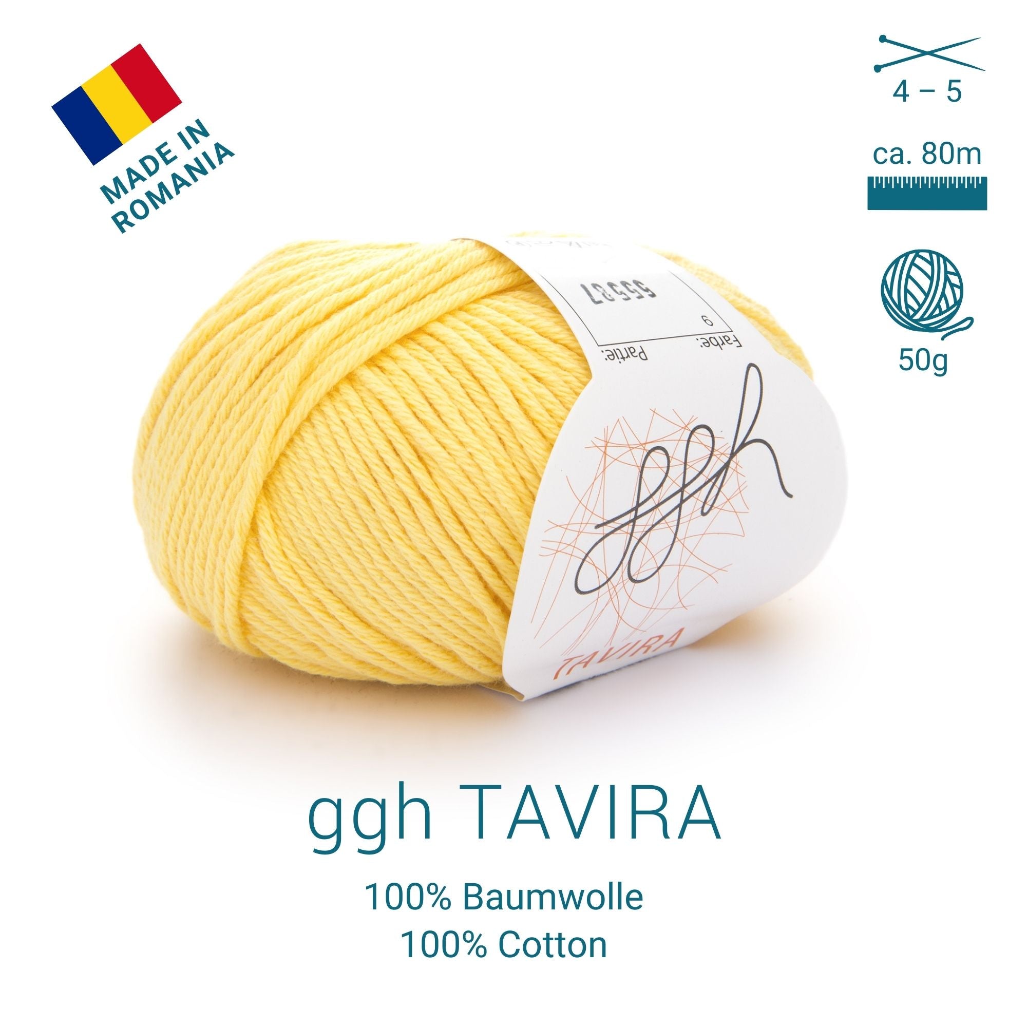 ggh Tavira | 100% Baumwolle | 80m/50g | 009  - Zitronenbonbon