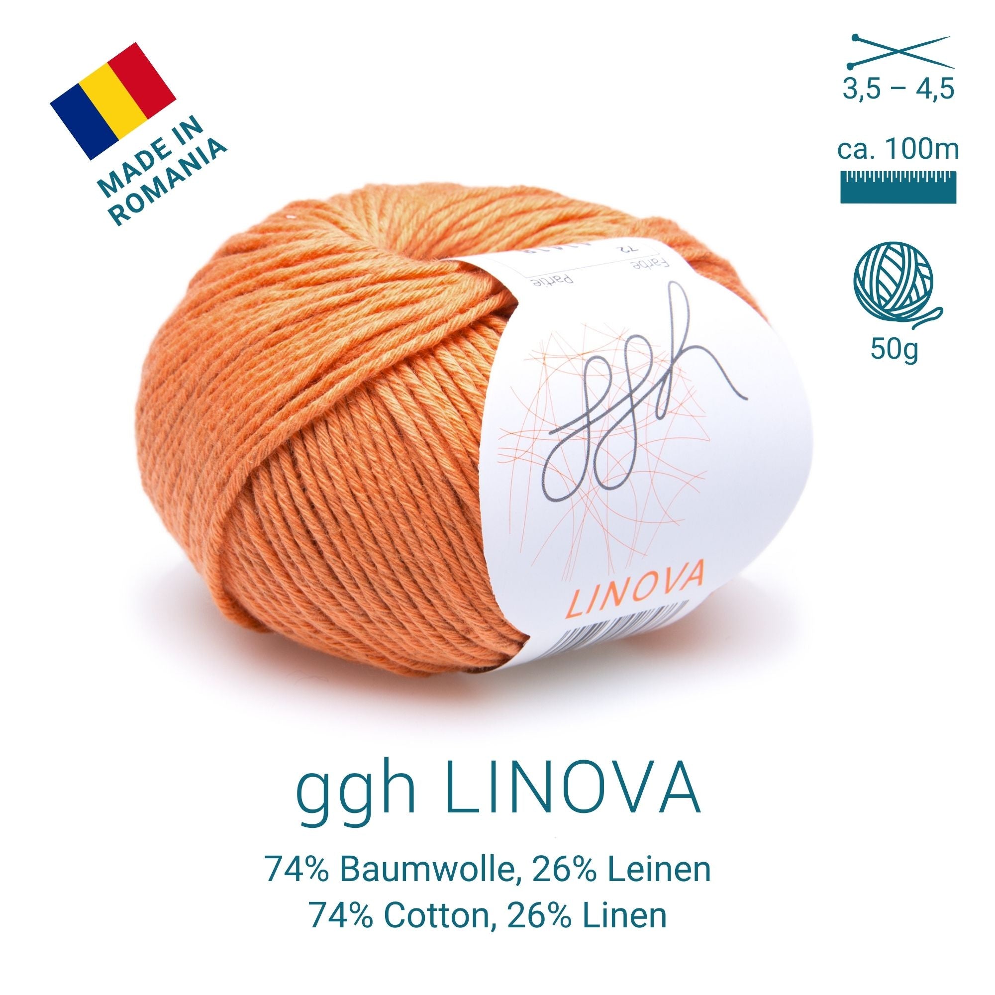 ggh Linova | Baumwolle-Leinen | 100m/50g | 072 - Mandarine