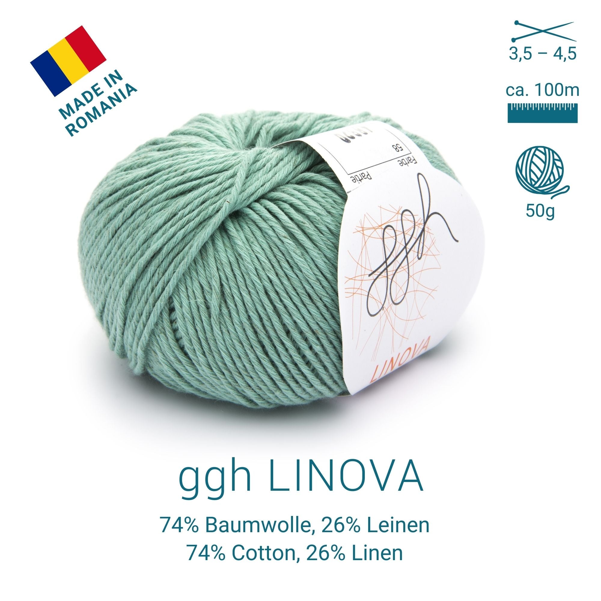 ggh Linova | Baumwolle-Leinen | 100m/50g | 058 - Blassgrün