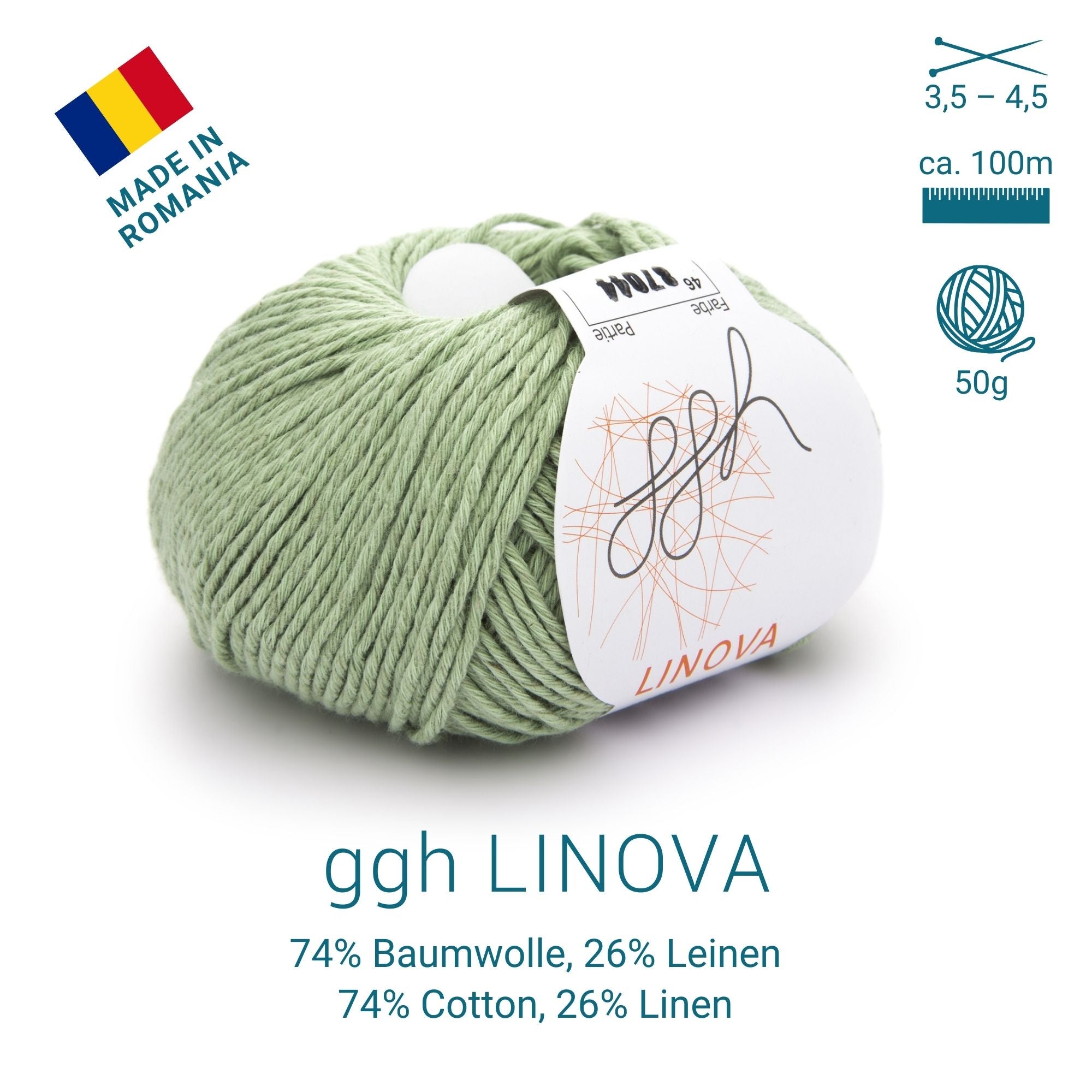 ggh Linova | Baumwolle-Leinen | 100m/50g | 046 - Lindgrün