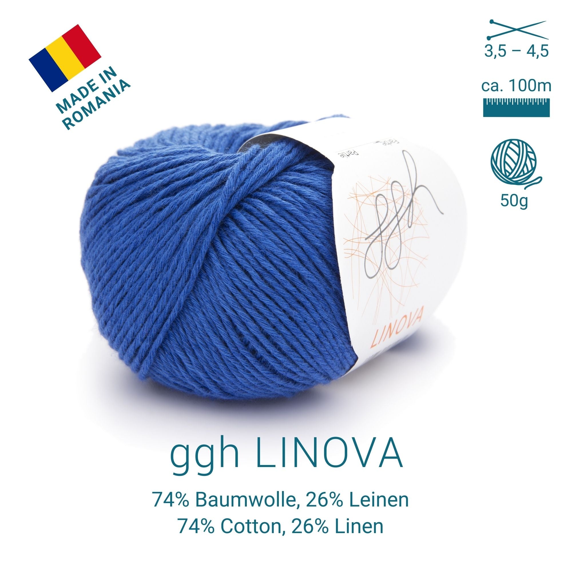 ggh Linova | Baumwolle-Leinen | 100m/50g | 039 - Mittelblau