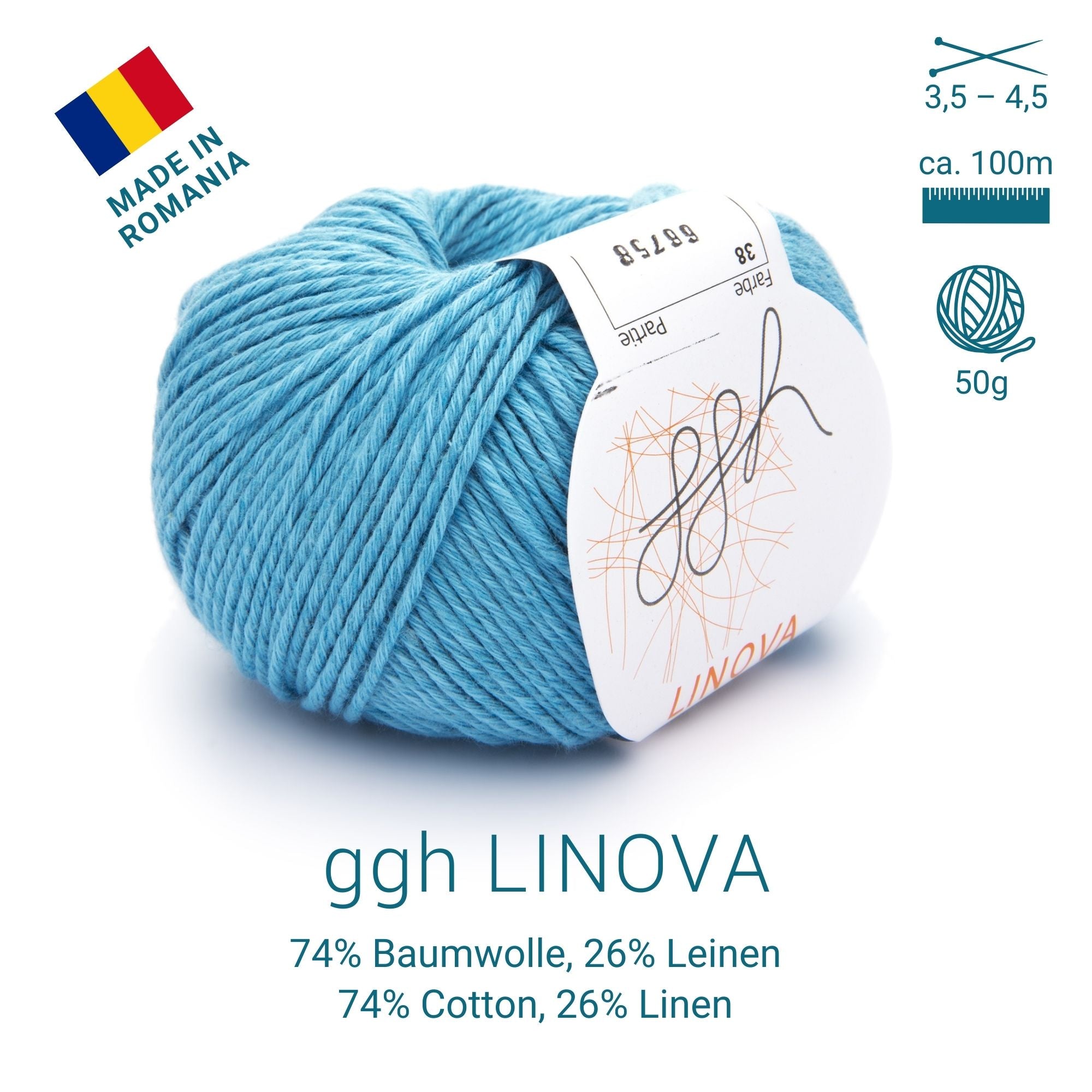 ggh Linova | Baumwolle-Leinen | 100m/50g | 038 - Aqua