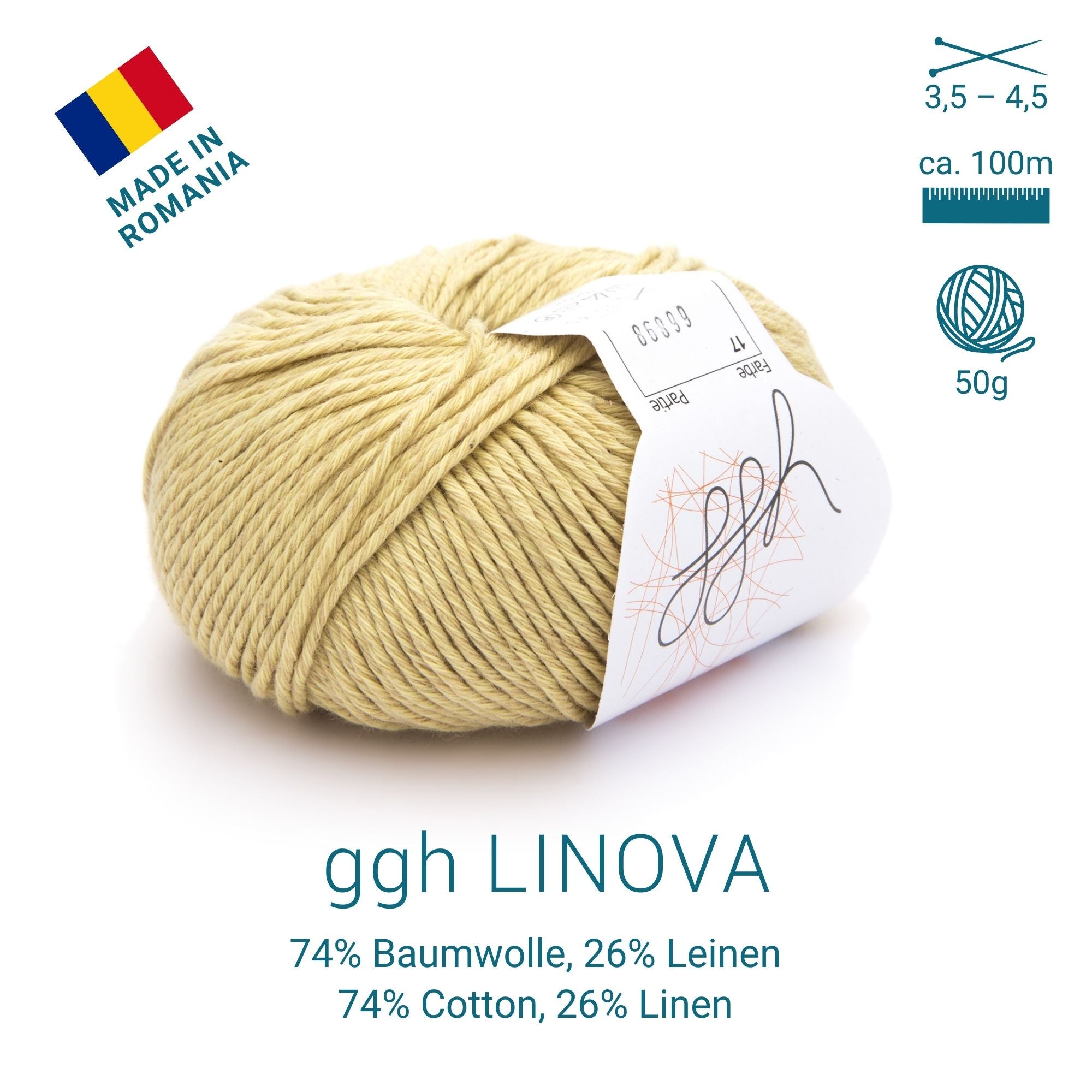ggh Linova | Baumwolle-Leinen | 100m/50g | 017 - Honig