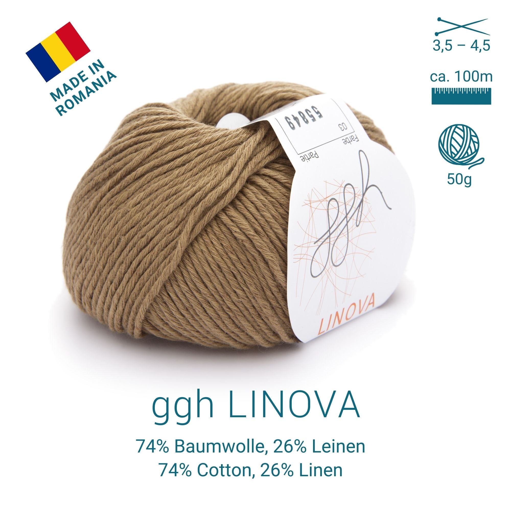 ggh Linova | Baumwolle-Leinen | 100m/50g | 003 - Haselnuss