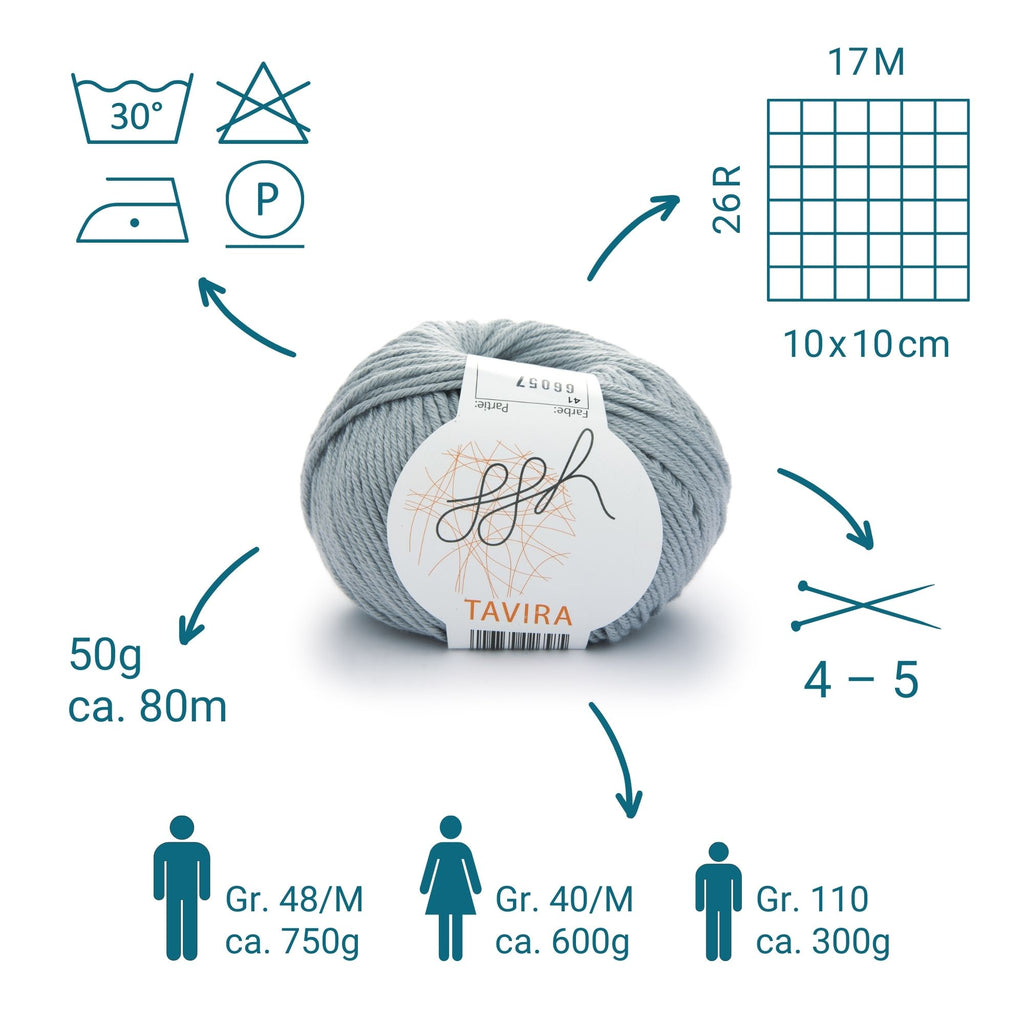 ggh Tavira | 100% Baumwolle | 80m/50g | 041 - Hellgrau