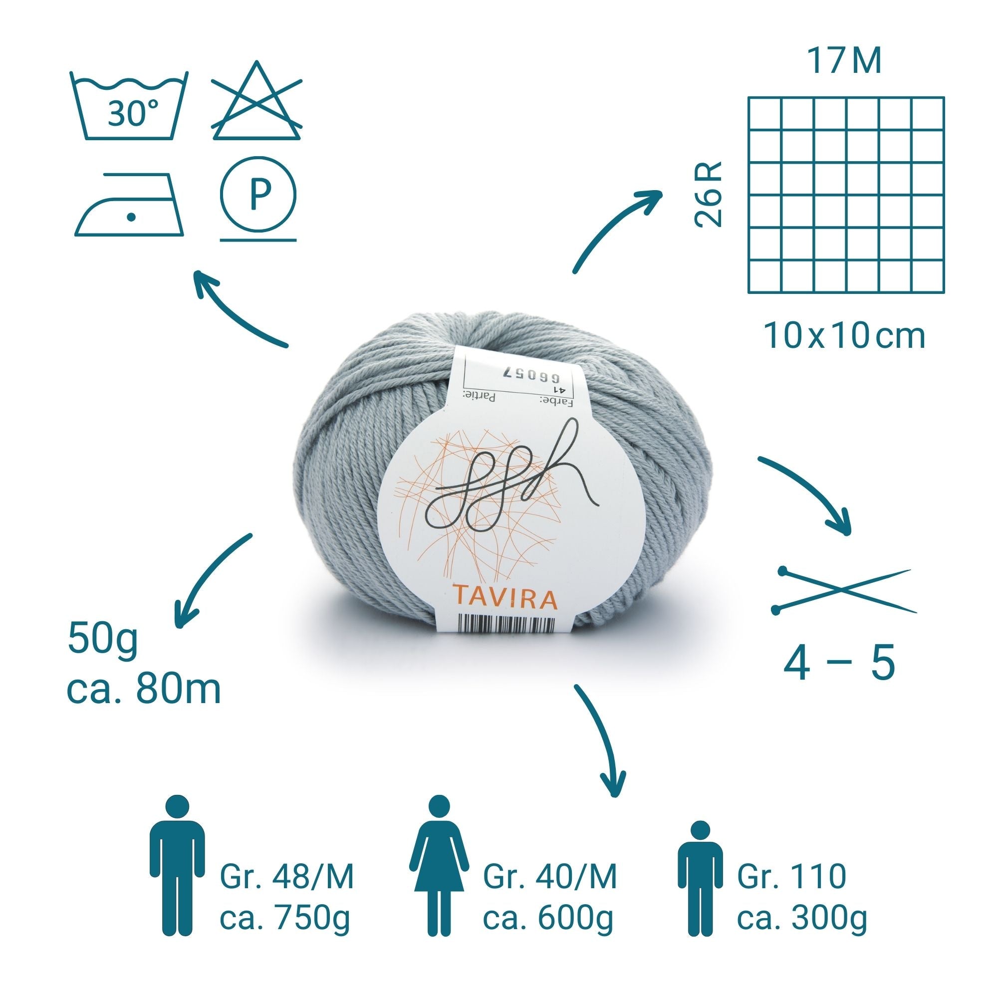 ggh Tavira | 100% Baumwolle | 80m/50g | 041 - Hellgrau