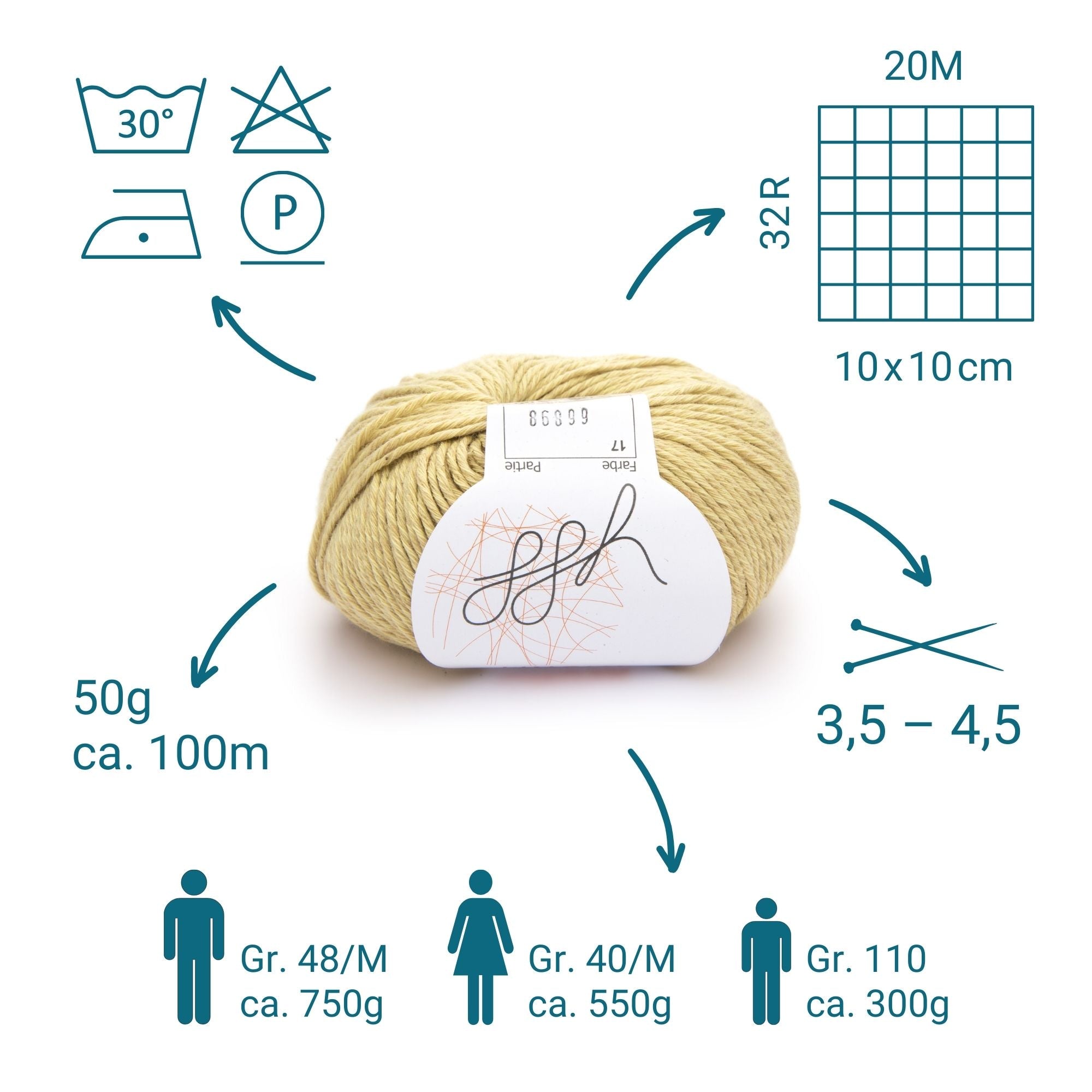 ggh Linova | Baumwolle-Leinen | 100m/50g | 017 - Honig