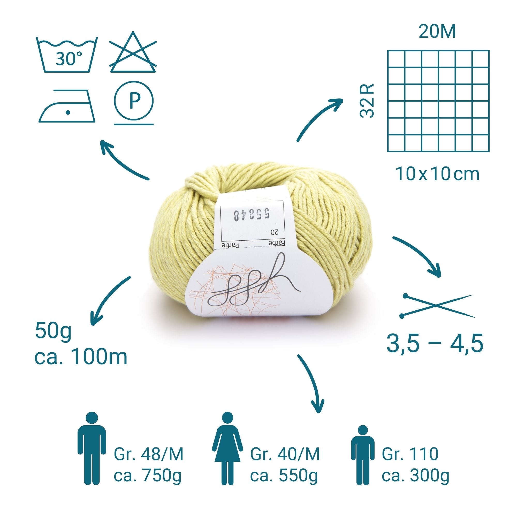 ggh Linova | Baumwolle-Leinen | 100m/50g | 020 - Cremegelb