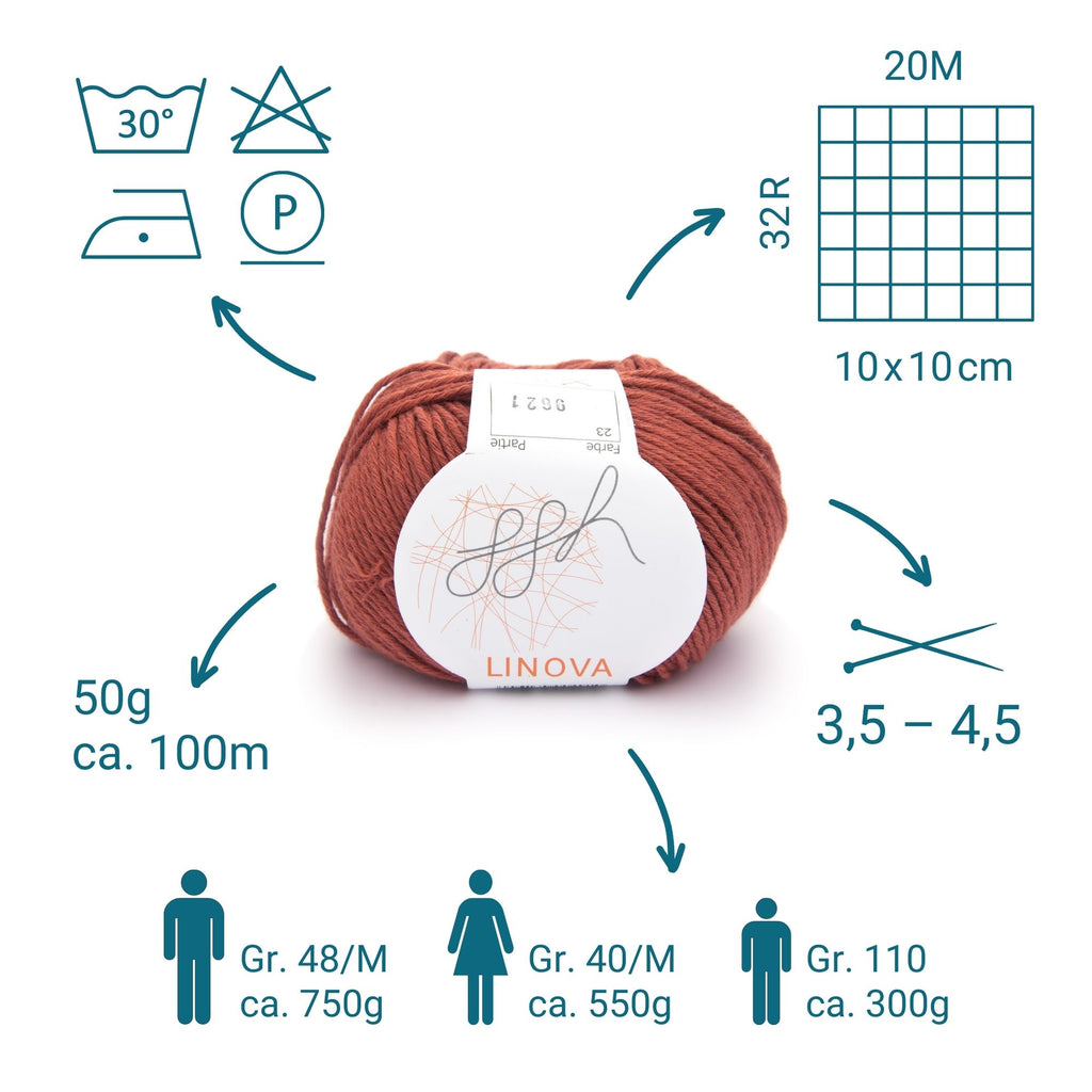ggh Linova | Baumwolle-Leinen | 100m/50g | 023 - Gebranntes Ocker