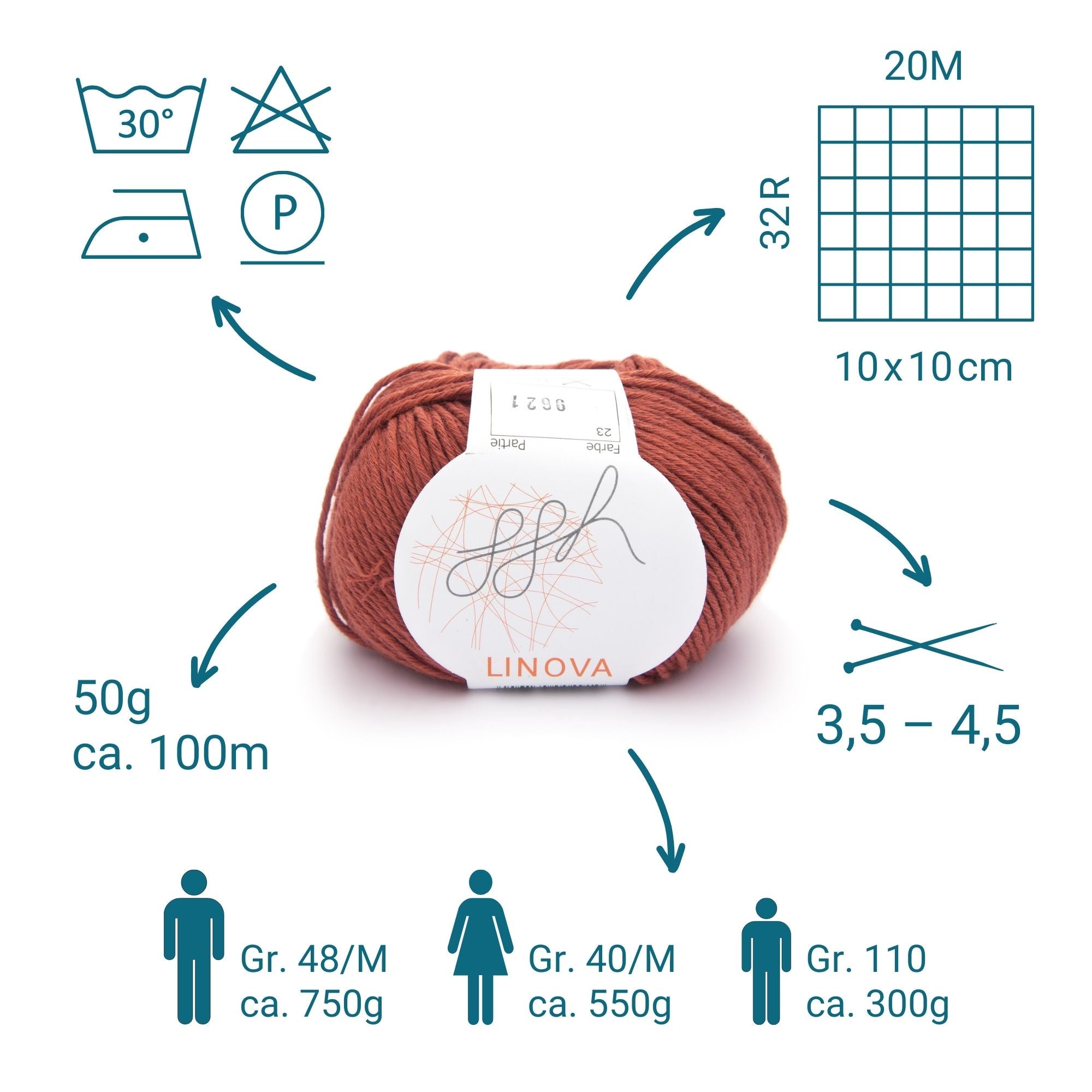 ggh Linova | Baumwolle-Leinen | 100m/50g | 023 - Gebranntes Ocker