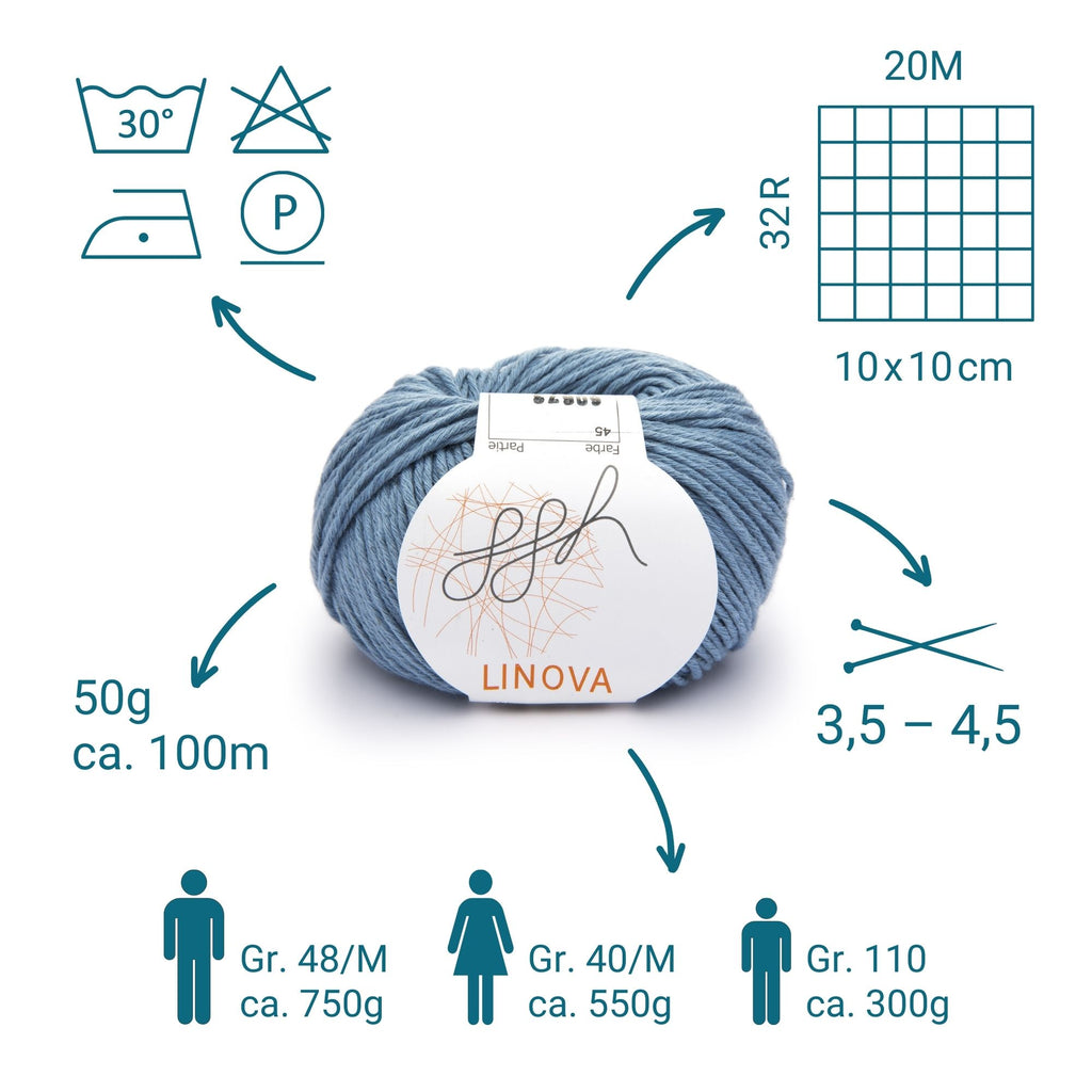 ggh Linova | Baumwolle-Leinen | 100m/50g | 045 - Graublau