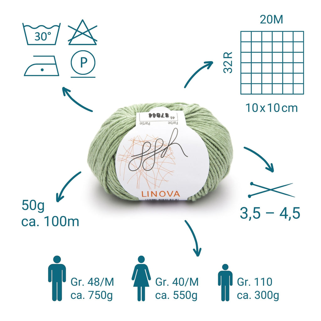 ggh Linova | Baumwolle-Leinen | 100m/50g | 046 - Lindgrün
