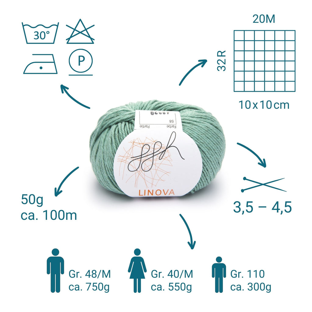 ggh Linova | Baumwolle-Leinen | 100m/50g | 058 - Blassgrün