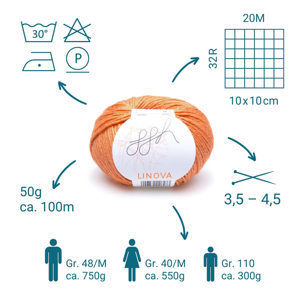 ggh Linova | Baumwolle-Leinen | 100m/50g | 072 - Mandarine
