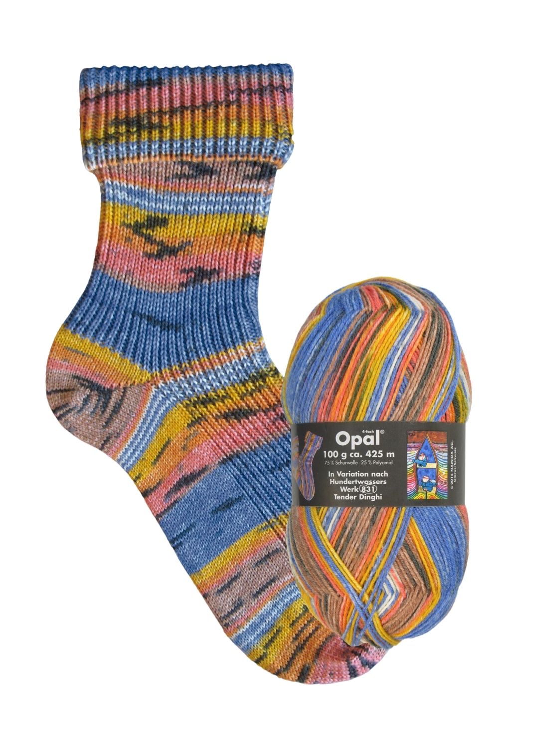 Opal Hundertwasser II | 4-fach Sockenwolle 100g | Farbe 2103