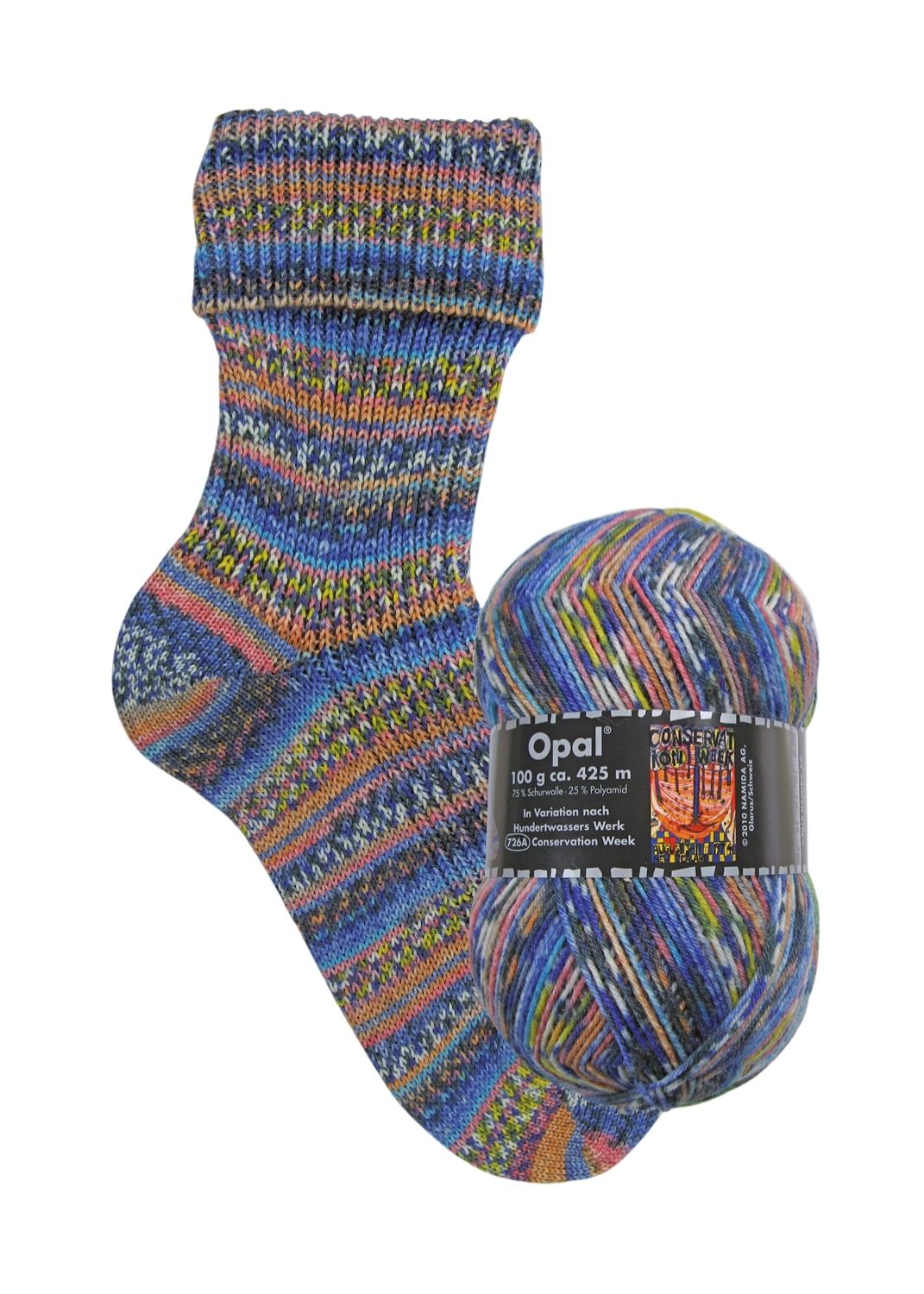 Opal Hundertwasser III | 4-fach Sockenwolle 100g | Farbe 3201
