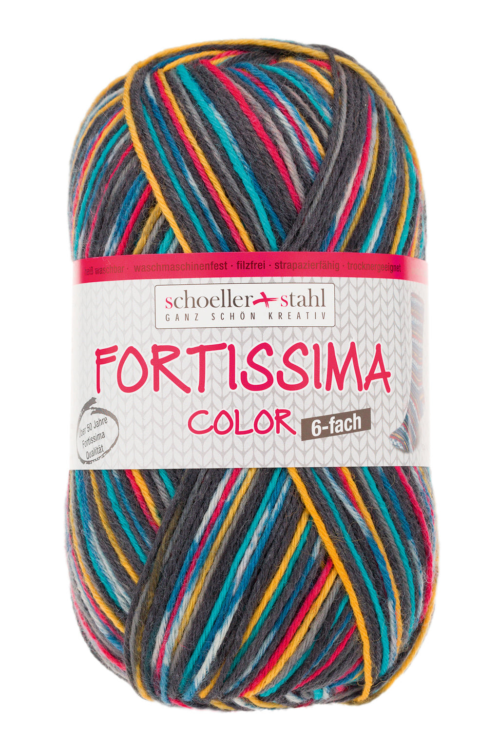 Fortissima 6-fach bunte Sockenwolle 150g | Farbe 161 - PETROL-BUNT