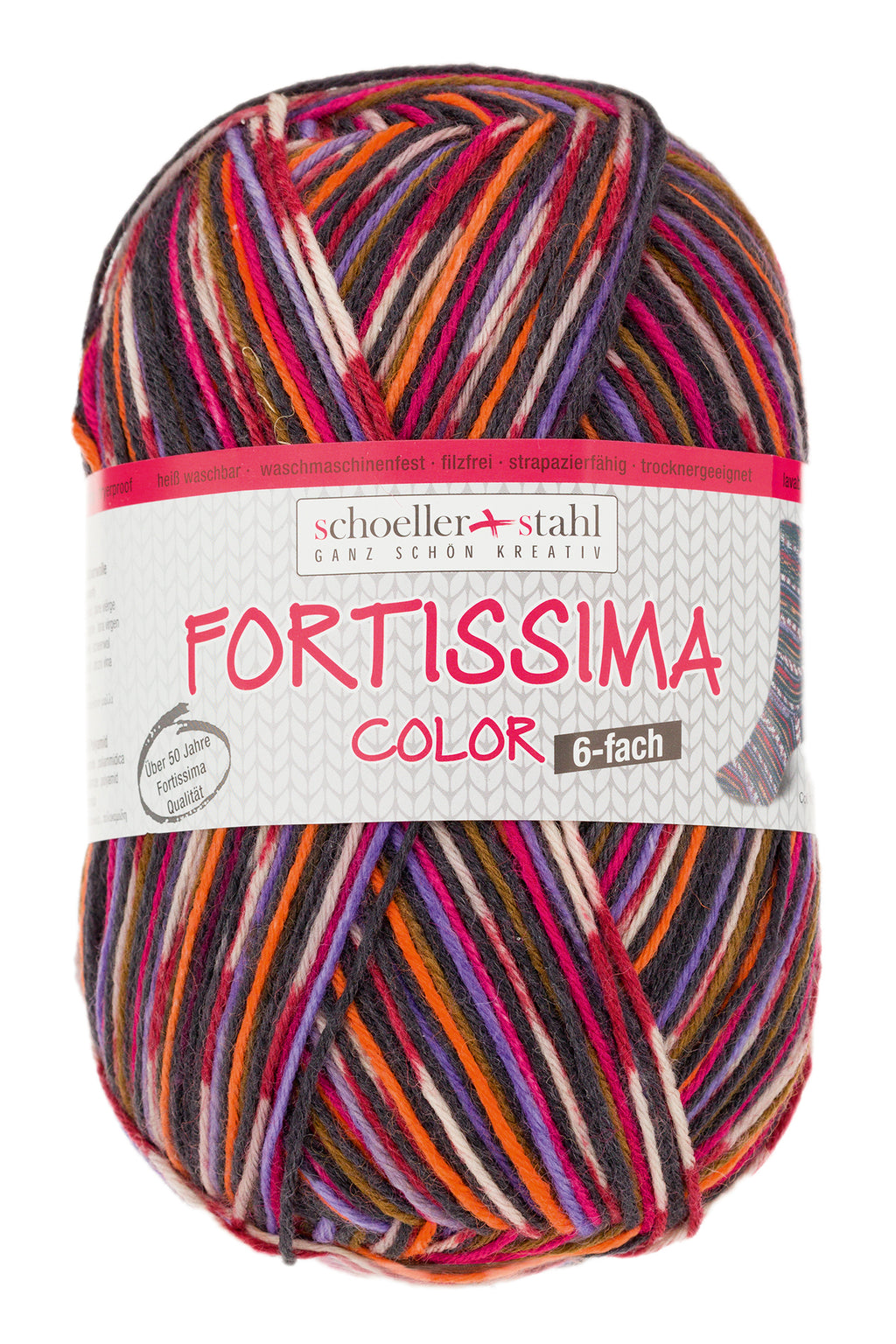 Fortissima 6-fach bunte Sockenwolle 150g | Farbe 163 - BORDEAUX-BUNT
