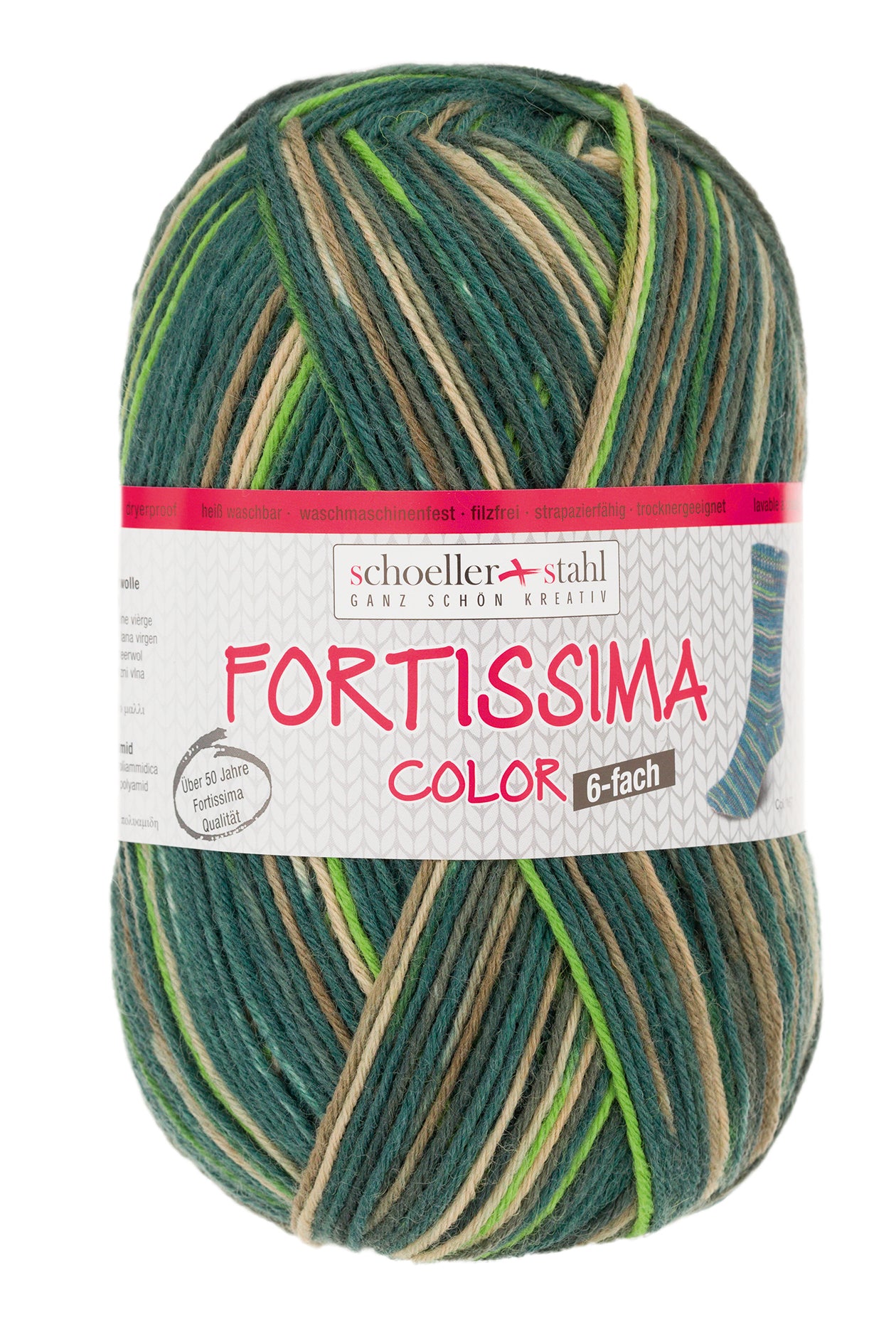 Fortissima 6-fach bunte Sockenwolle 150g | Farbe 167 - DSCHUNGEL