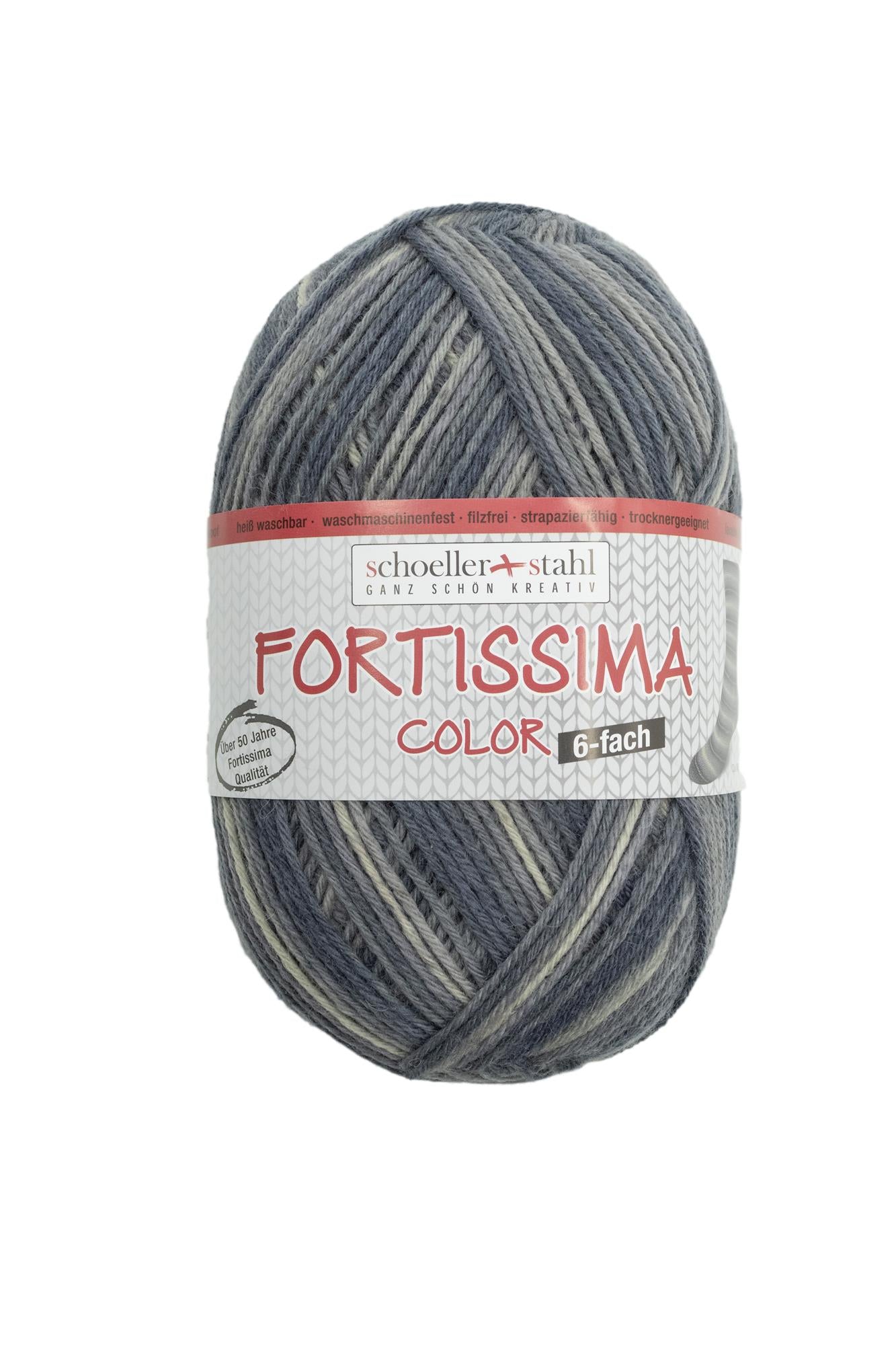 Fortissima 6-fach bunte Sockenwolle 150g | Farbe 469 - ONYX