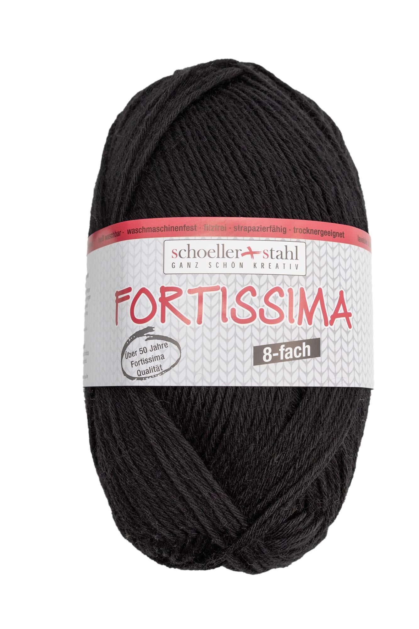 Fortissima 8-fach Sockenwolle 150g | Farbe 8002 - SCHWARZ
