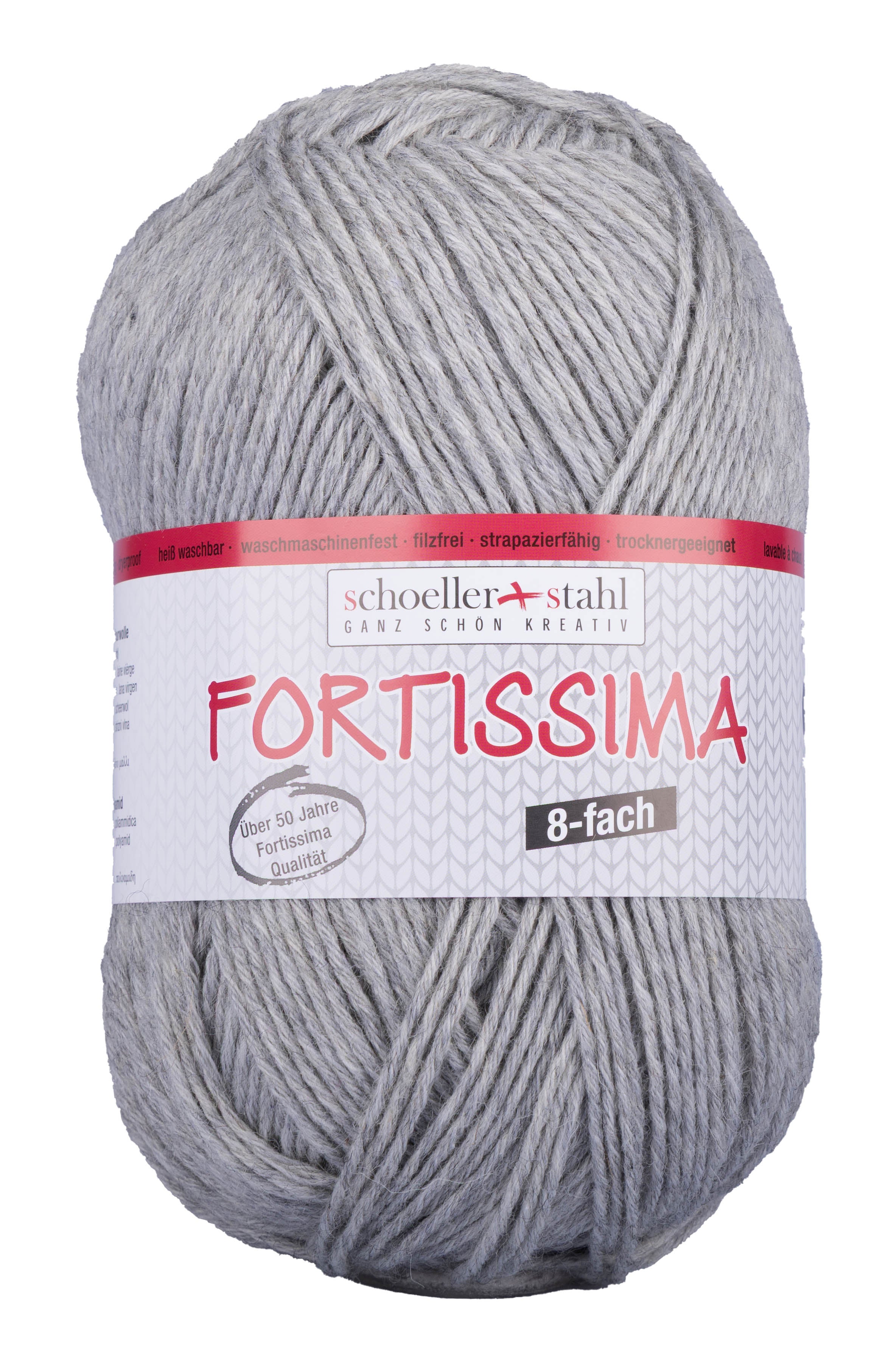 Fortissima 8-fach Sockenwolle 150g | Farbe 8055 - GRAU-MELIERT