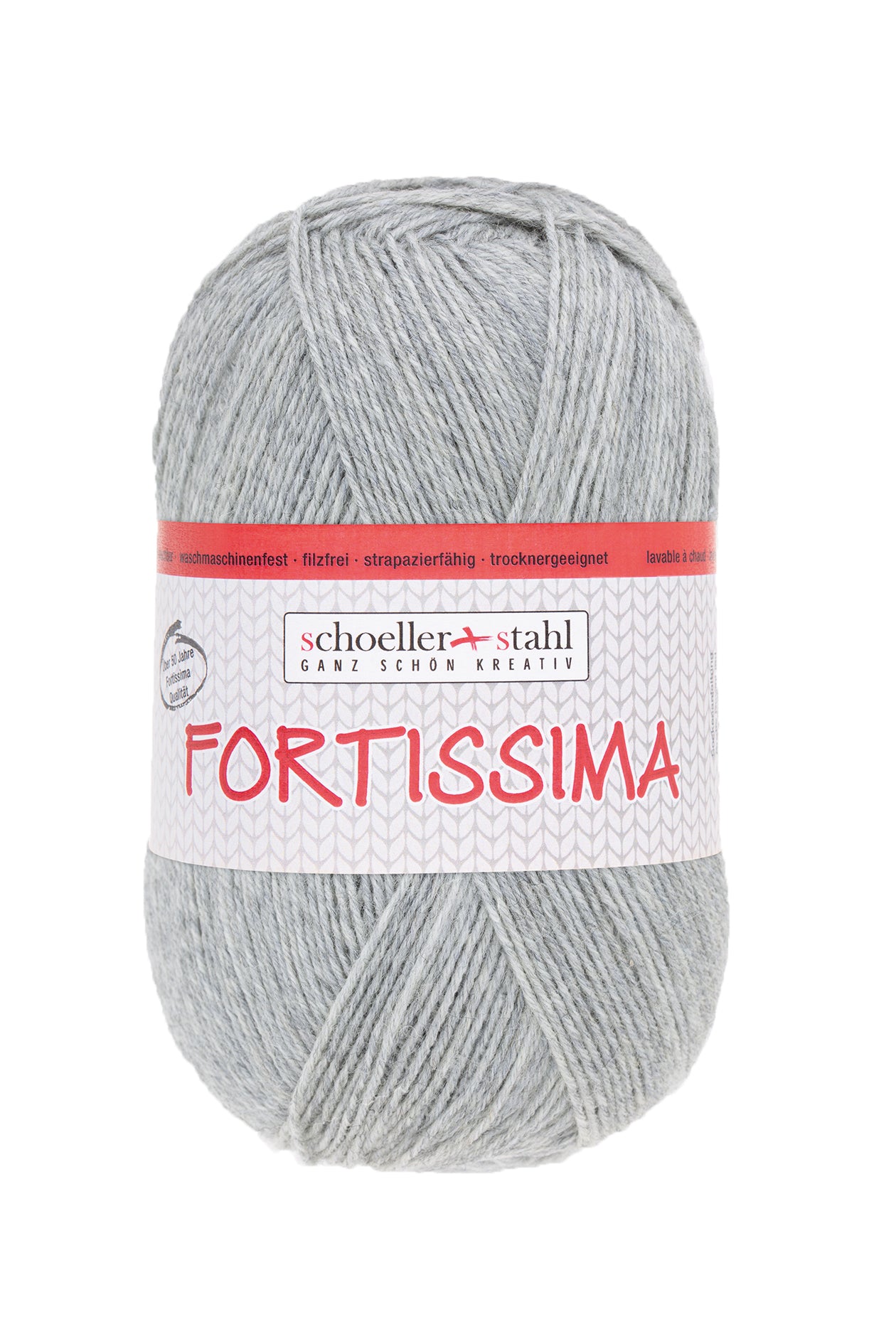 Fortissima 4-fach Uni-Sockenwolle 100g | Farbe 2055 - GRAU-MELIERT
