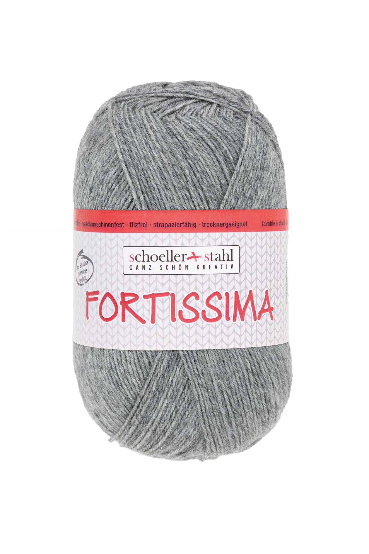 Fortissima 4-fach Uni-Sockenwolle 100g | Farbe 2056 - HELLGRAU-MELIERT