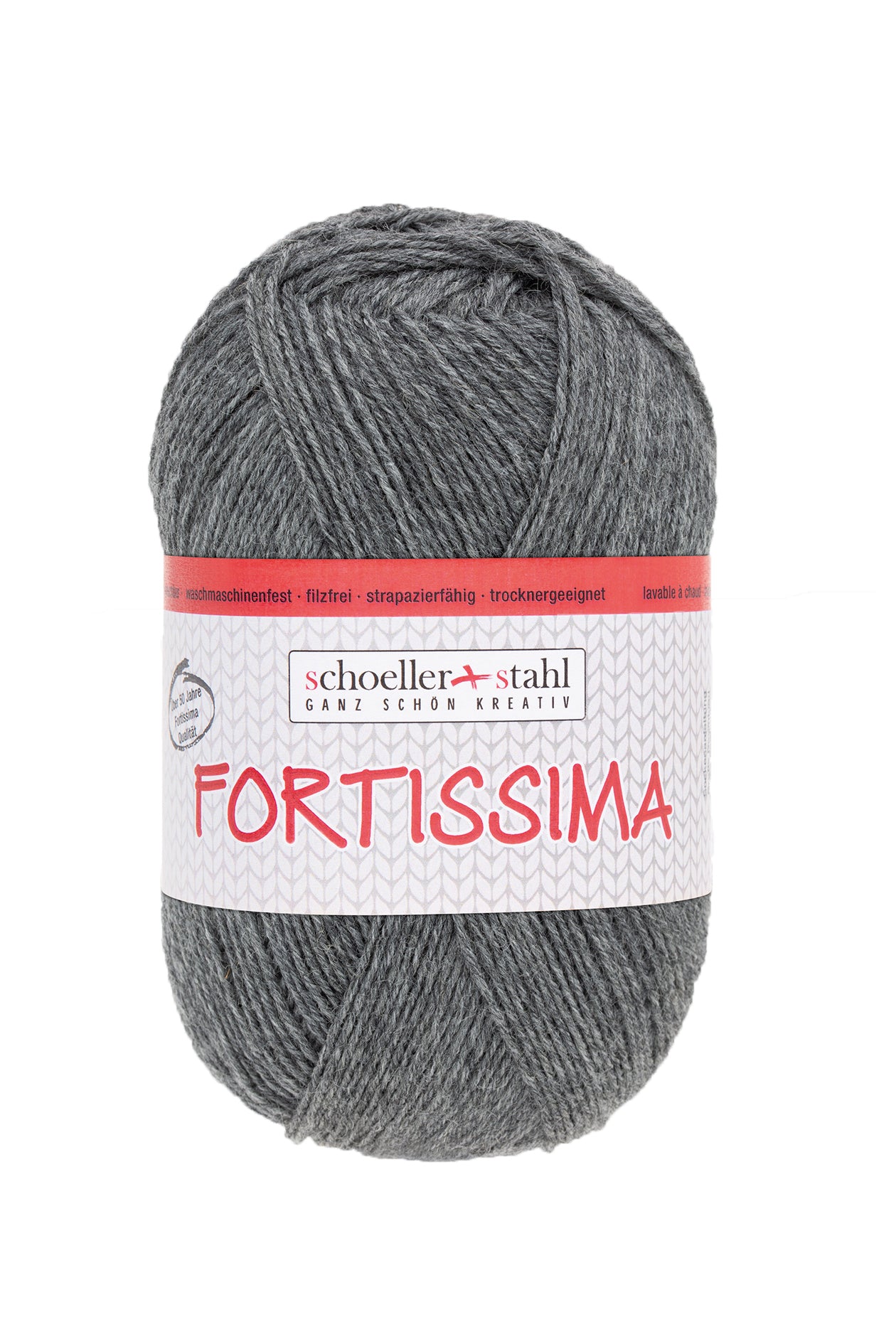 Fortissima 4-fach Uni-Sockenwolle 100g | Farbe 2057 - MITTELGRAU-MELIERT