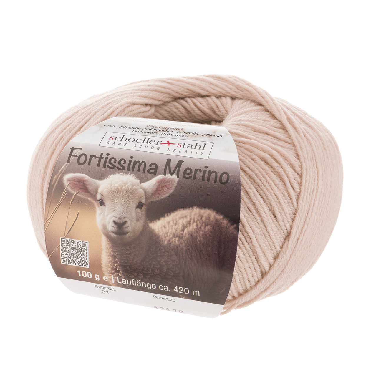 Fortissima 4-fach Merino-Sockenwolle 100g | Farbe 01 - BEIGE