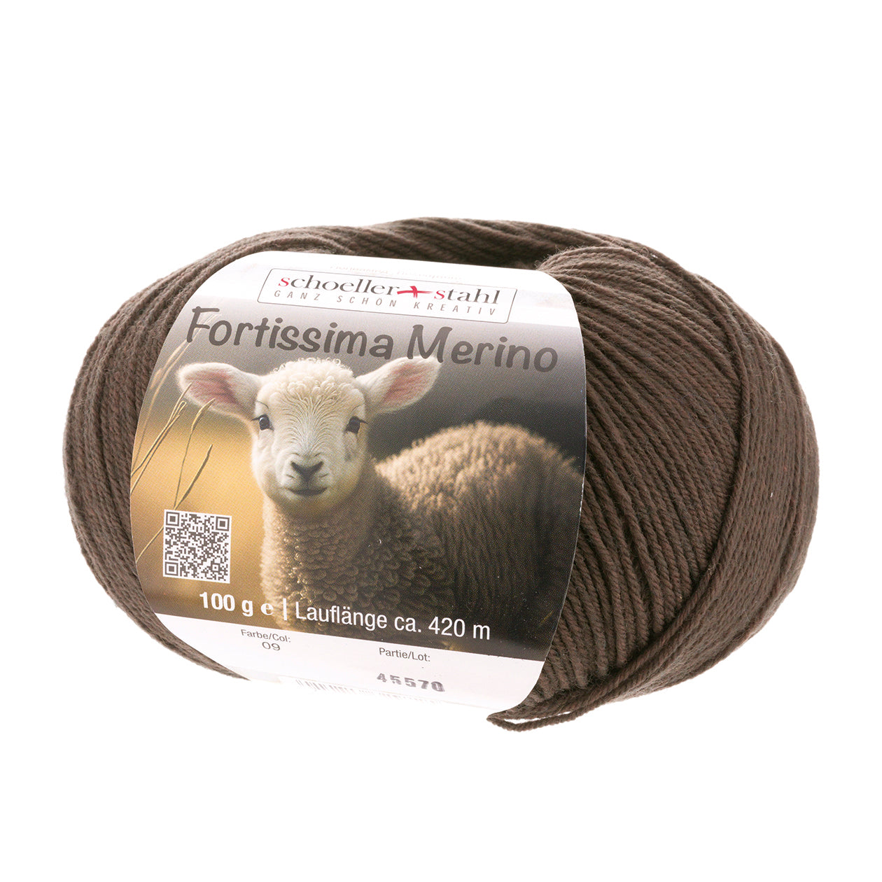 Fortissima 4-fach Merino-Sockenwolle 100g | Farbe 09 - MOKKA