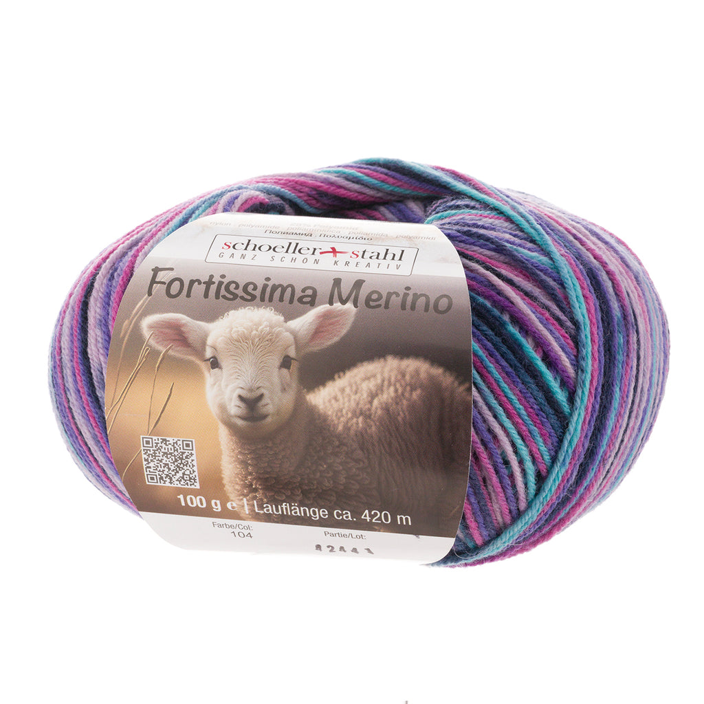 Fortissima 4-ply Merino Sock Yarn 100g | Color 104 - BERRY