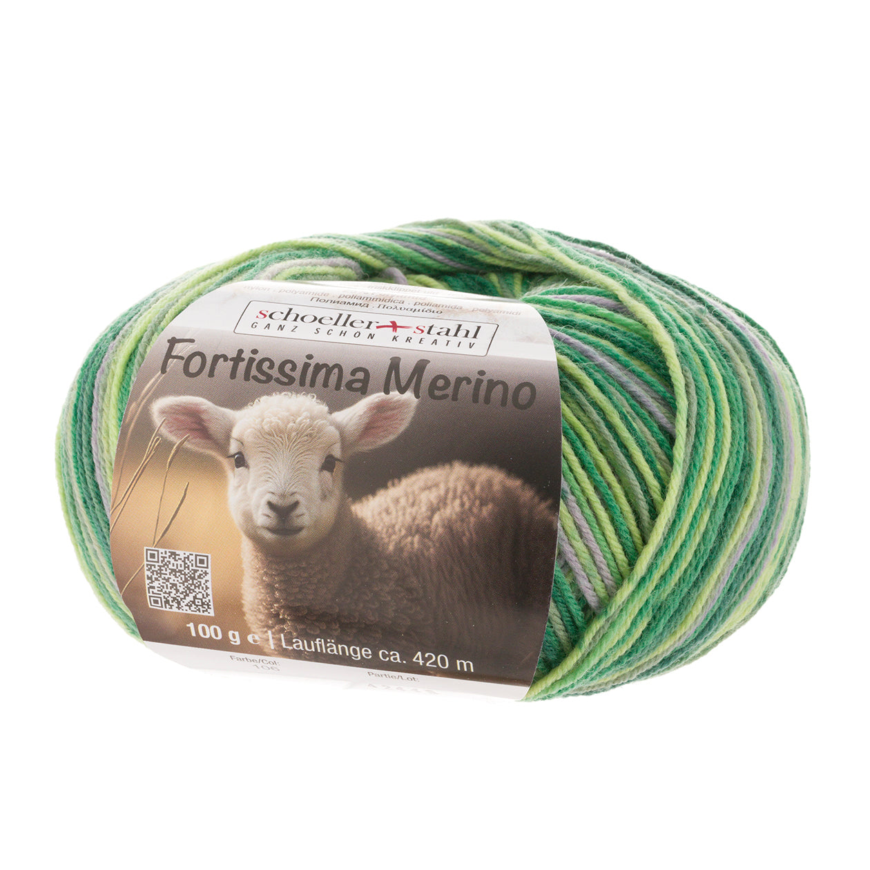 Fortissima 4-fach Merino-Sockenwolle 100g | Farbe 106 - LAUB