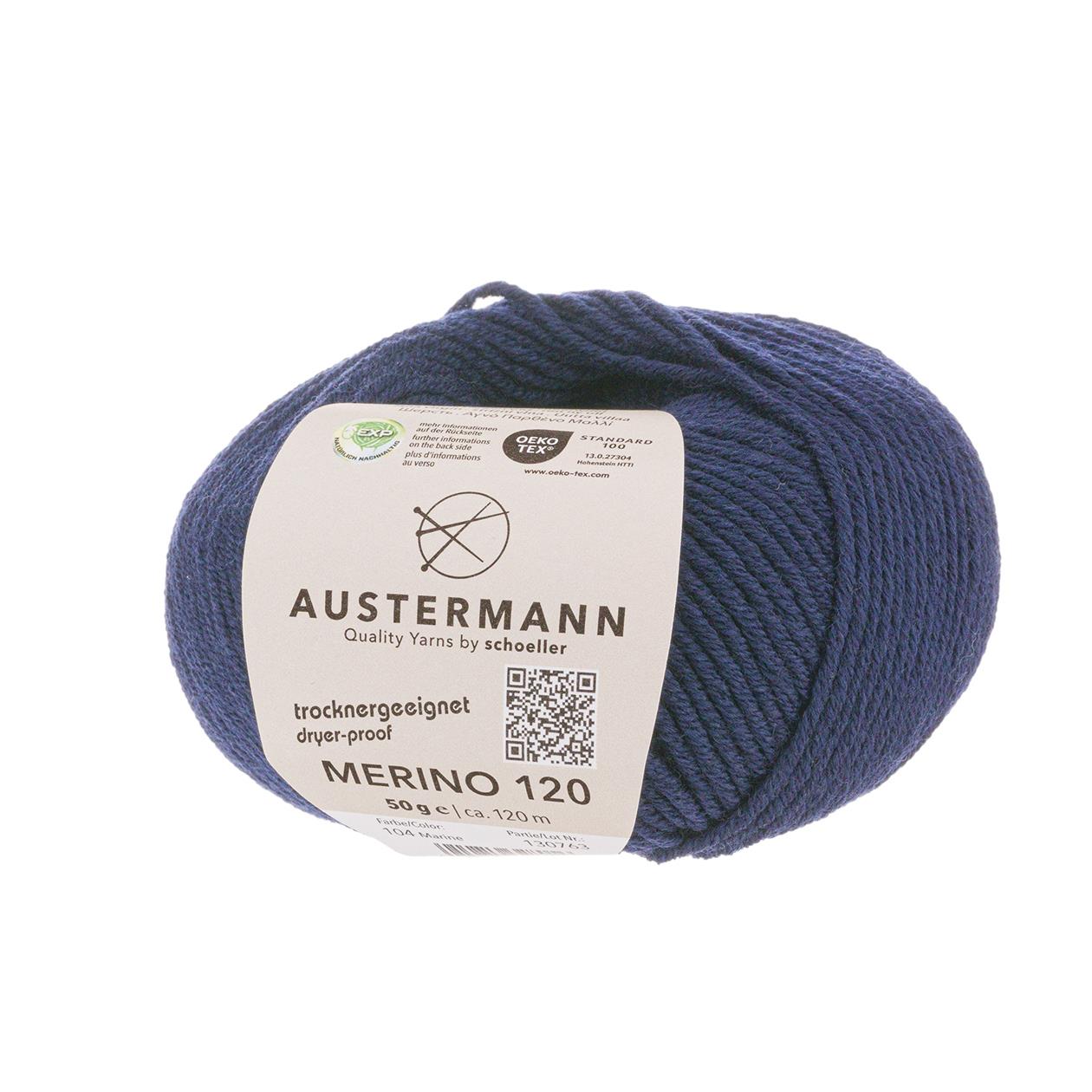 Austermann Merino 120 | Merinowolle 120m/50g | Farbe 104 - marine