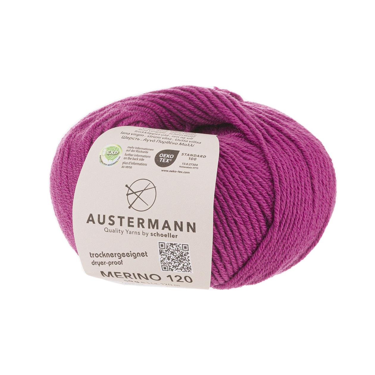 Austermann Merino 120 | Merinowolle 120m/50g | Farbe 141 - pink lipstic
