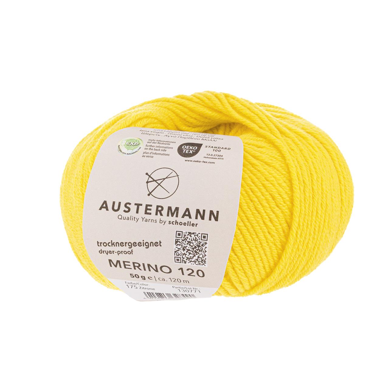 Austermann Merino 120 | Merinowolle 120m/50g | Farbe 175 - zitrone